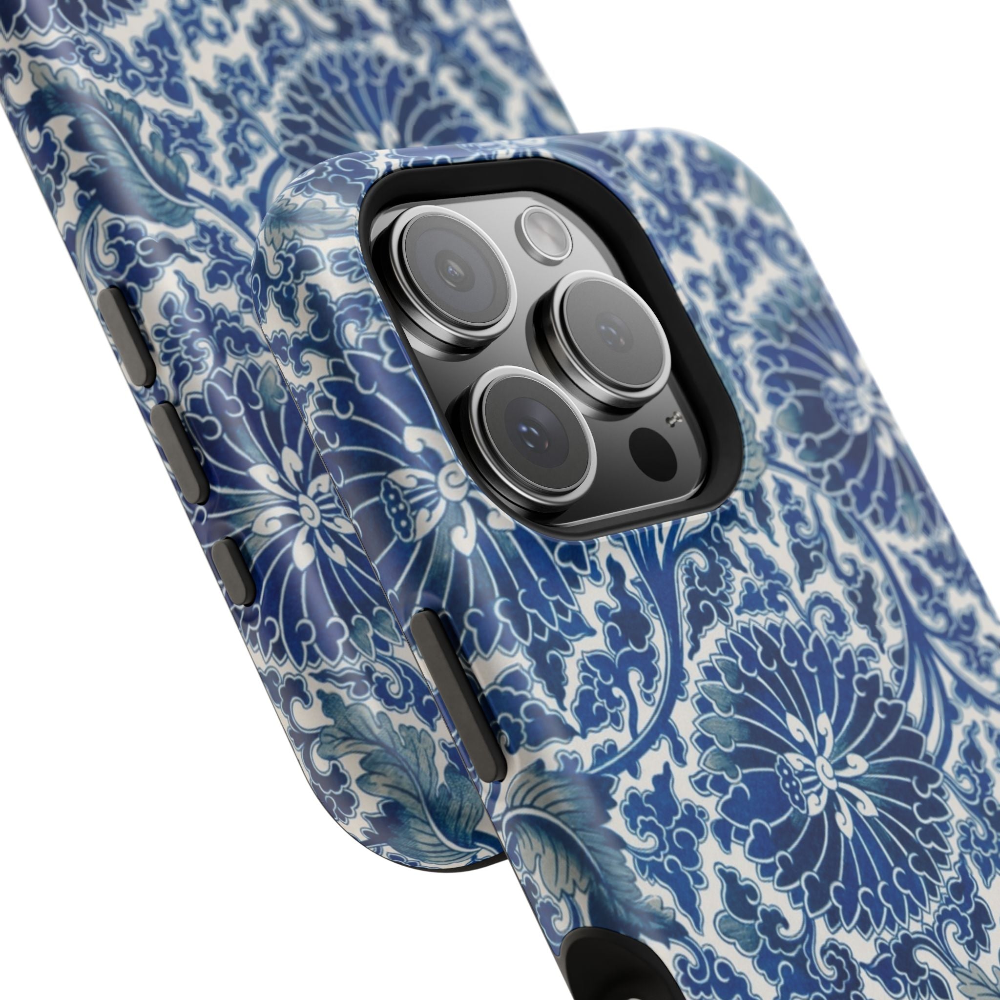 Traditional Magnetic Case - Blue Floral iPhone