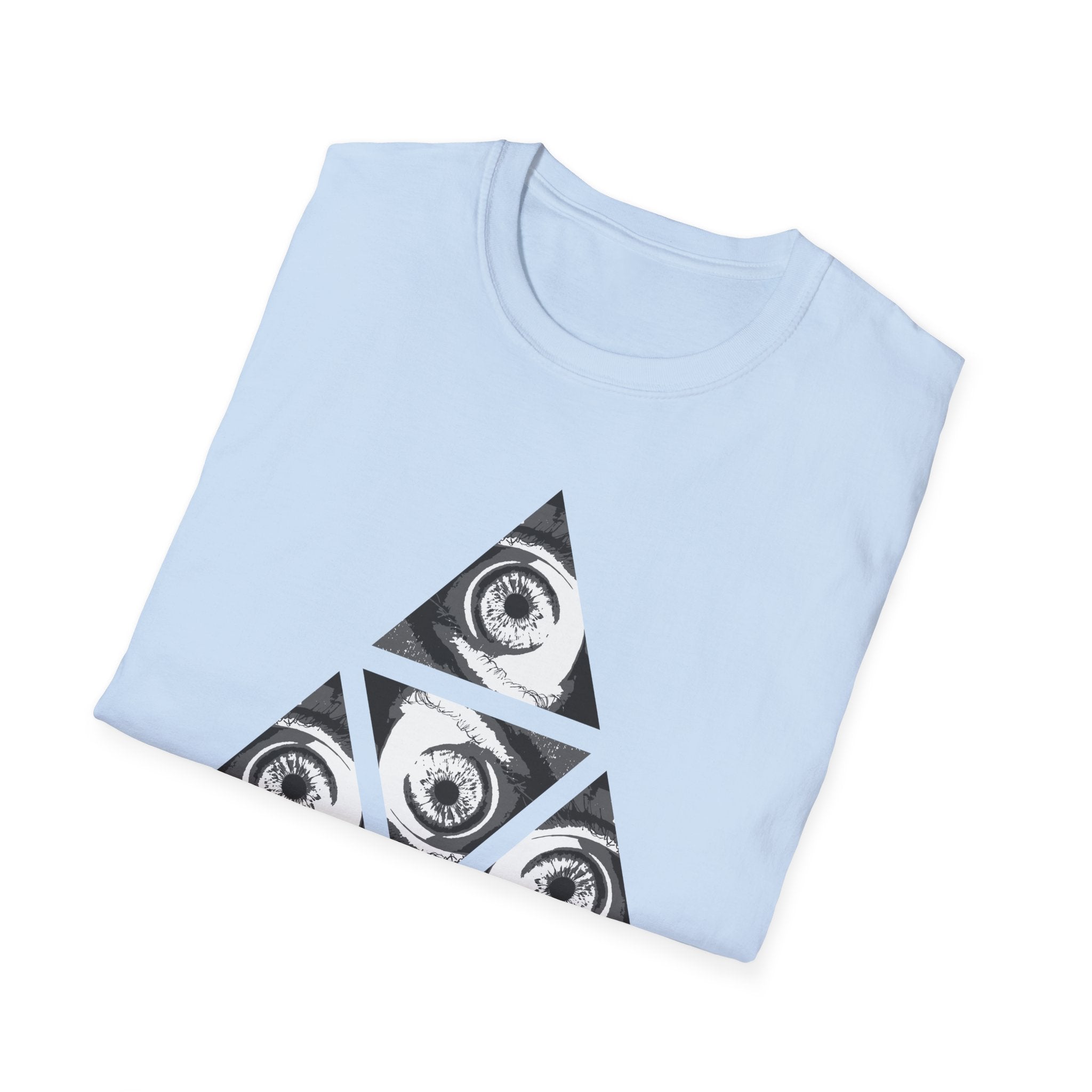 Surreal Womens Graphic Tee - Grayscale Eyes Triangle