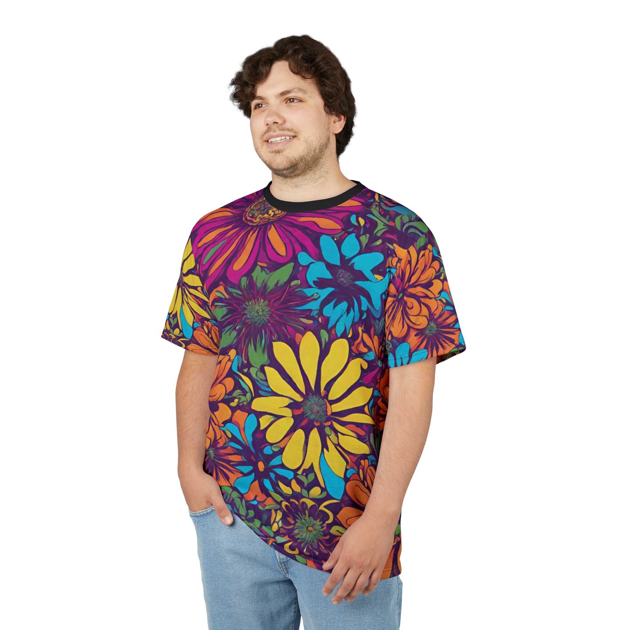 Psychedelic Flowers Tee - Unisex Cut & Sew T-Shirt
