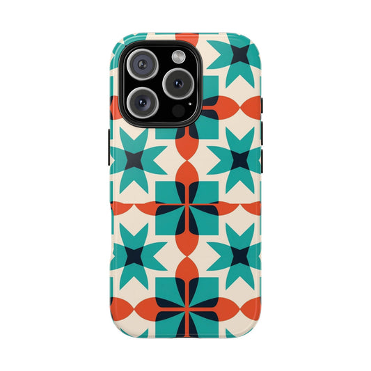 Retro Tile iPhone 16 Case – Bold Mid-Century Geometric Design for iPhone 16, 16 Pro, 16 Pro Max & 16 Plus