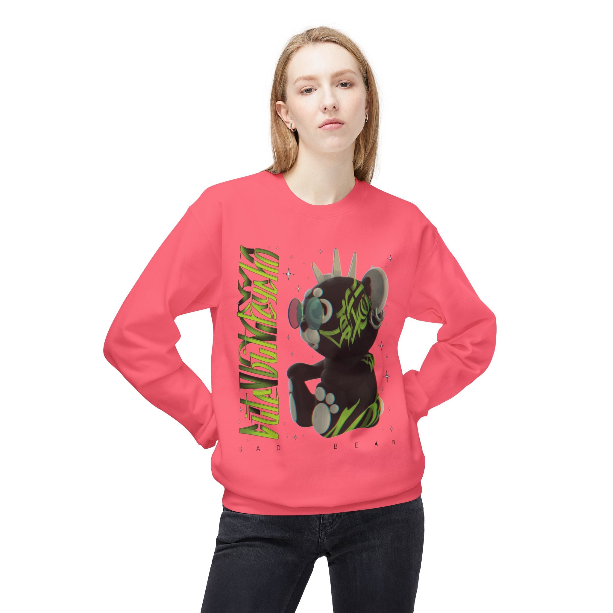 Sad Bear Sweatshirt - Punk 3D Graffiti