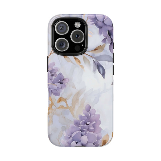 Purple Floral iPhone 16 Case – Elegant Watercolor Botanical Design for iPhone 16, 16 Pro, 16 Pro Max & 16 Plus