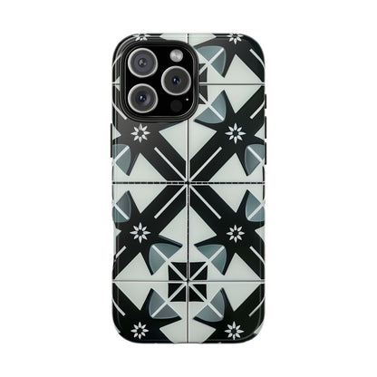 Black and White Tile iPhone 16 Case – Modern Minimalist Geometric Design for iPhone 16, 16 Pro, 16 Pro Max & 16 Plus