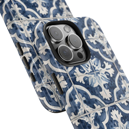 Blue Tile iPhone 16 Case – Elegant Moroccan Mediterranean Design for iPhone 16, 16 Pro, 16 Pro Max & 16 Plus
