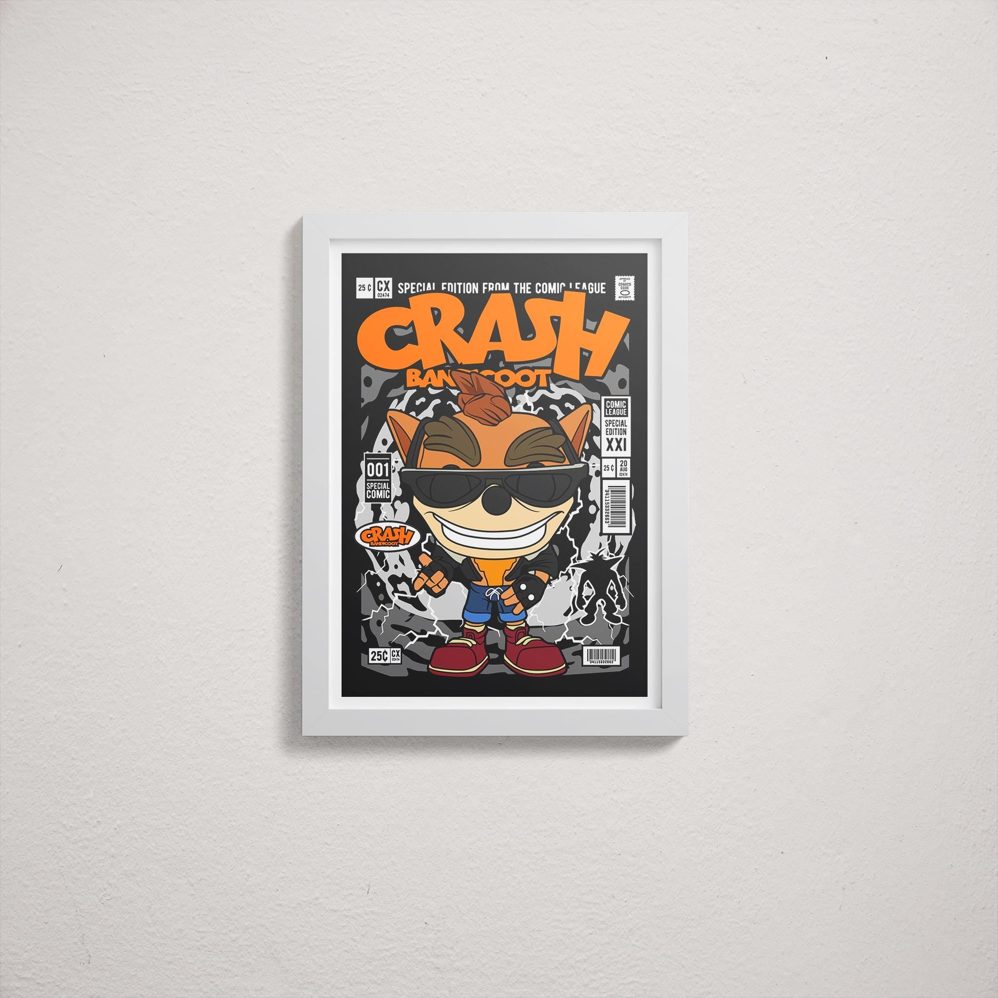 Framed Poster - Crash Bandicoot Comic Parody Art