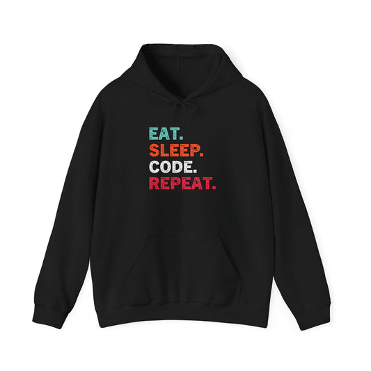 Funny Programmer Hoodie - Eat Sleep Code Repeat Sweatshirt