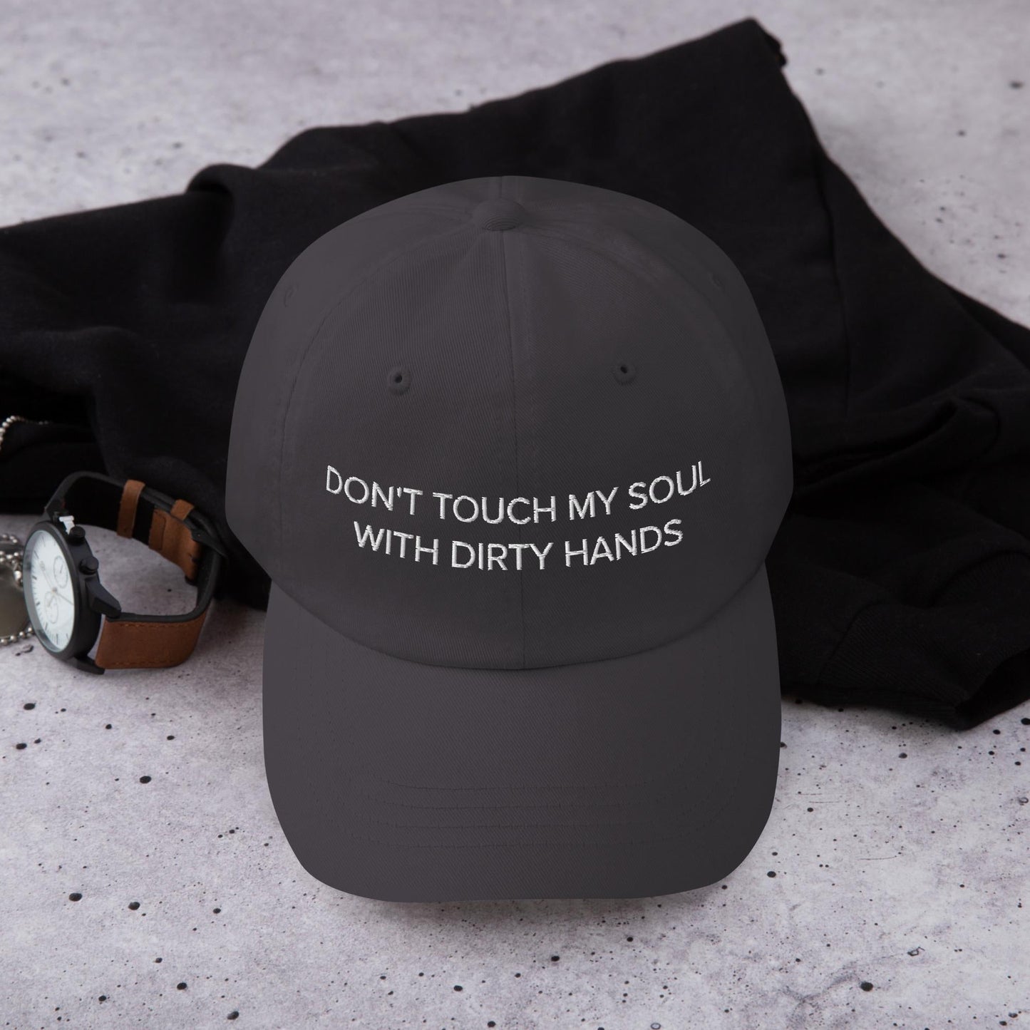 Embroidered Statement Dad Hat - Casual Minimalist Adjustable Cap