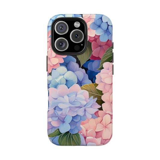 Hydrangea Floral iPhone 16 Case – Soft Pastel Botanical Design for iPhone 16, 16 Pro, 16 Pro Max & 16 Plus