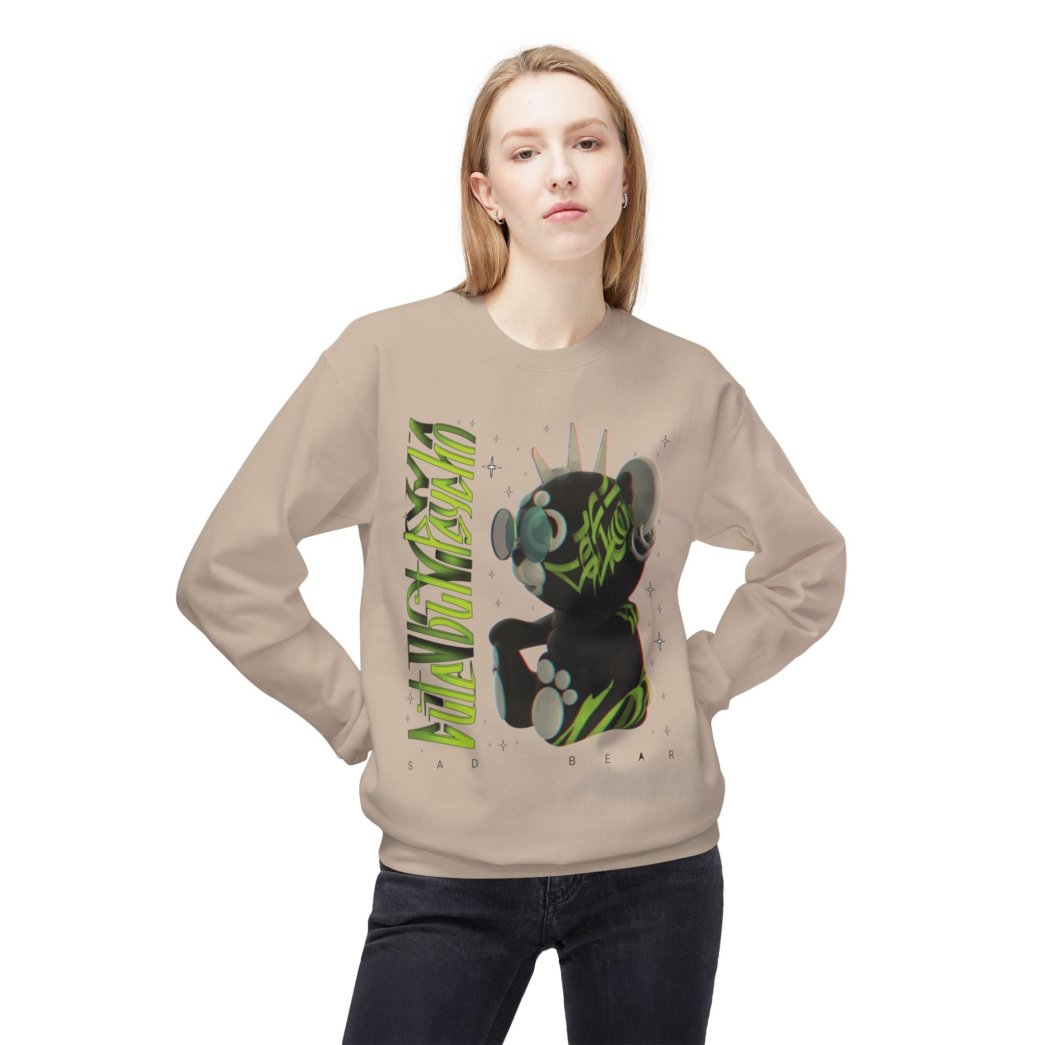 Sad Bear Sweatshirt - Punk 3D Graffiti