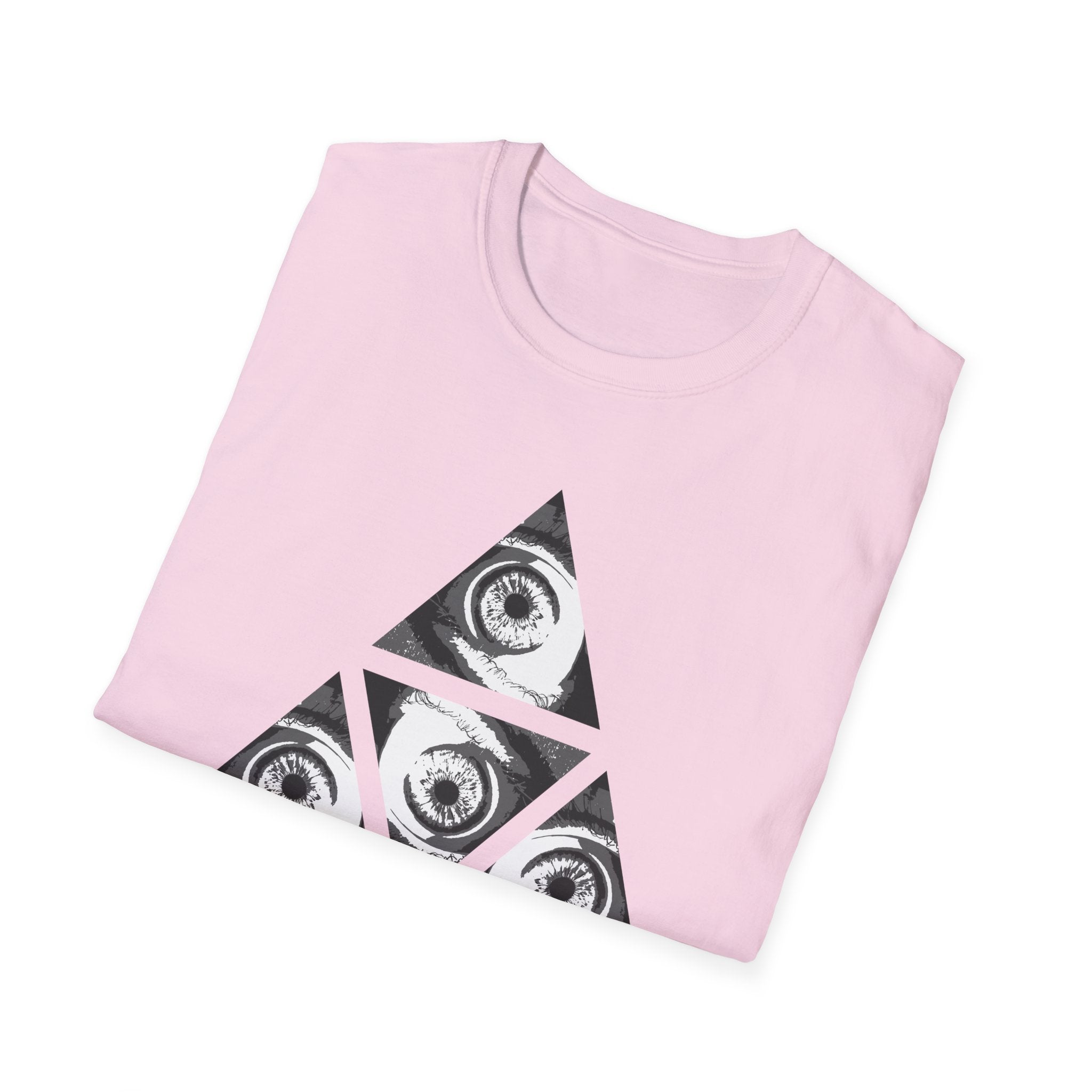 Surreal Womens Graphic Tee - Grayscale Eyes Triangle