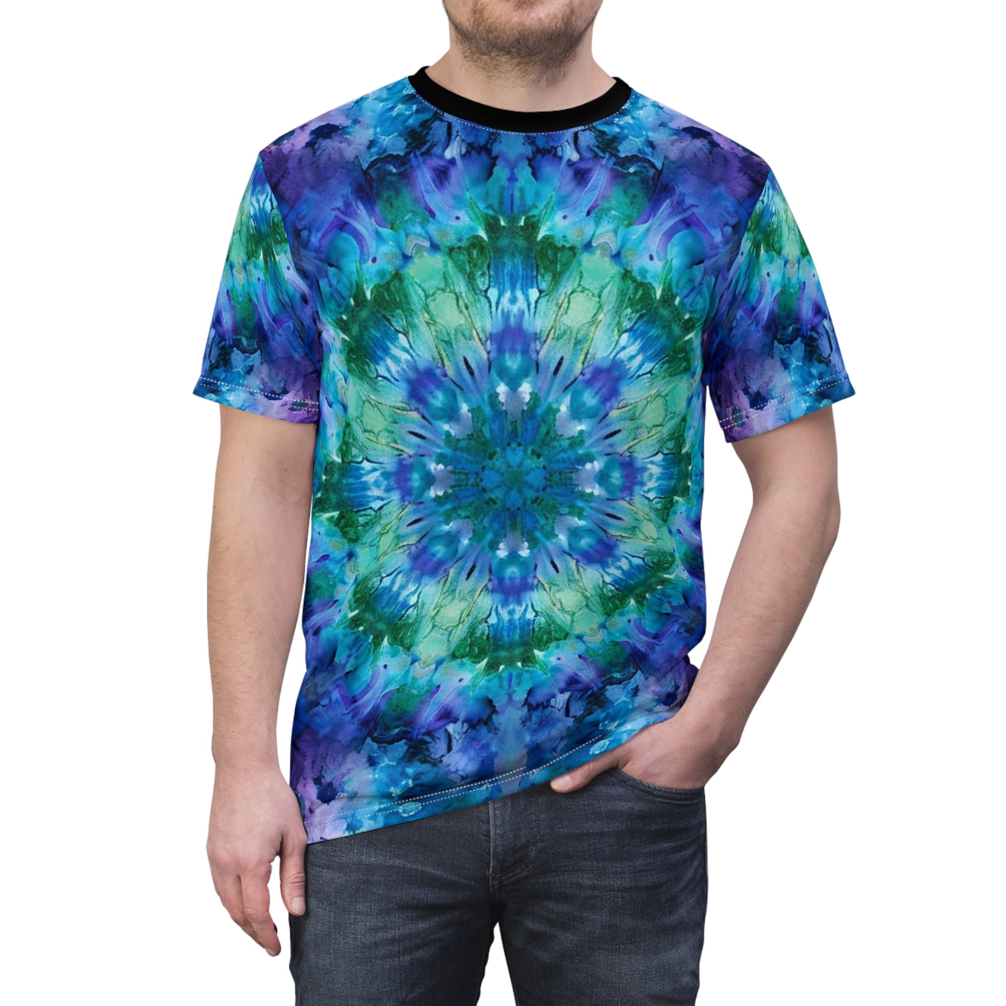 Psychedelic Mandala Tee - Unisex Cut & Sew T-Shirt
