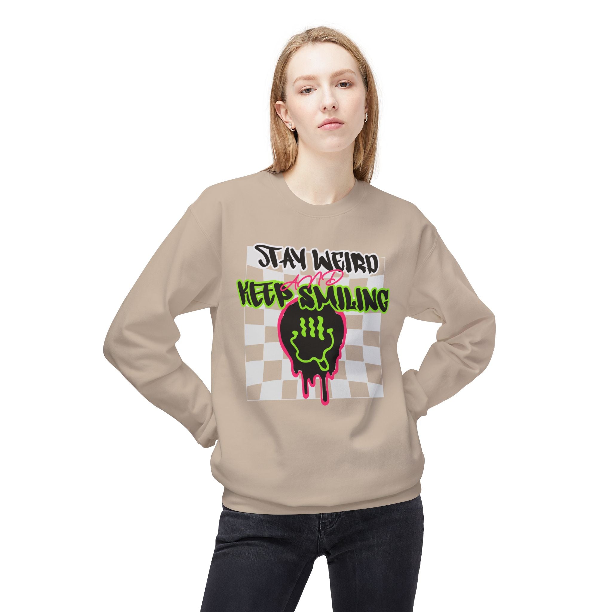 Grunge Crewneck Sweatshirt - Stay Weird Graphic