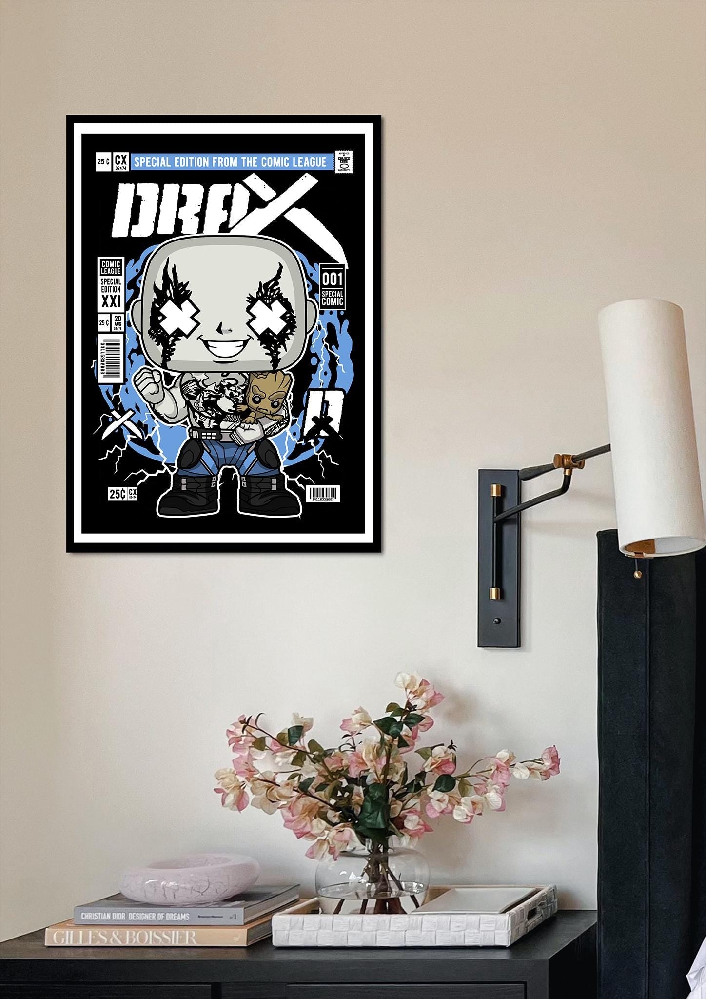 Framed Poster - Drax Groot Retro Comic Parody