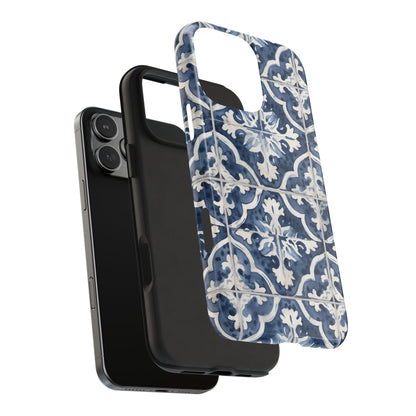 Blue Tile iPhone 16 Case – Elegant Moroccan Mediterranean Design for iPhone 16, 16 Pro, 16 Pro Max & 16 Plus