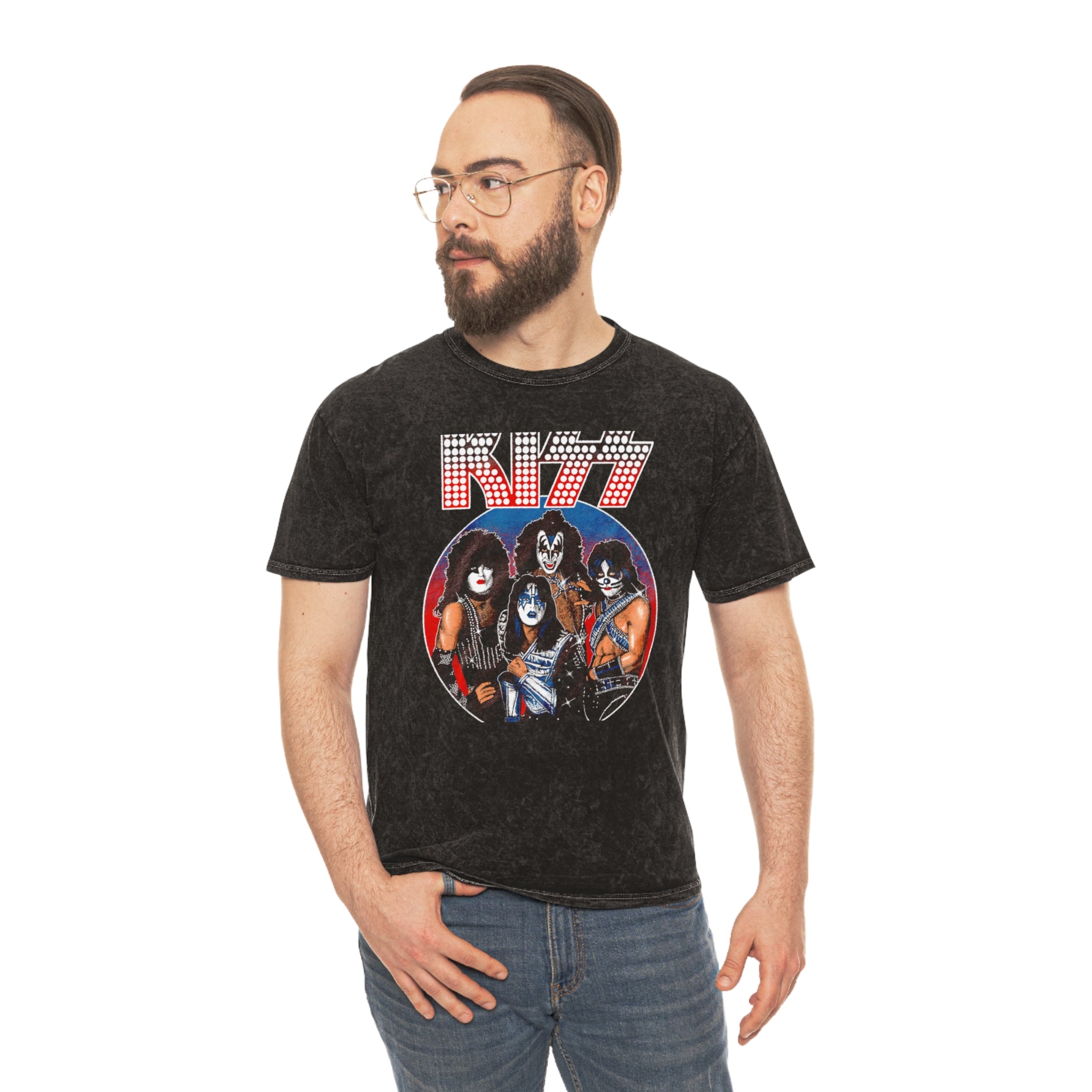 Rock Mineral Wash Tee - Kiss Graphic Shirt