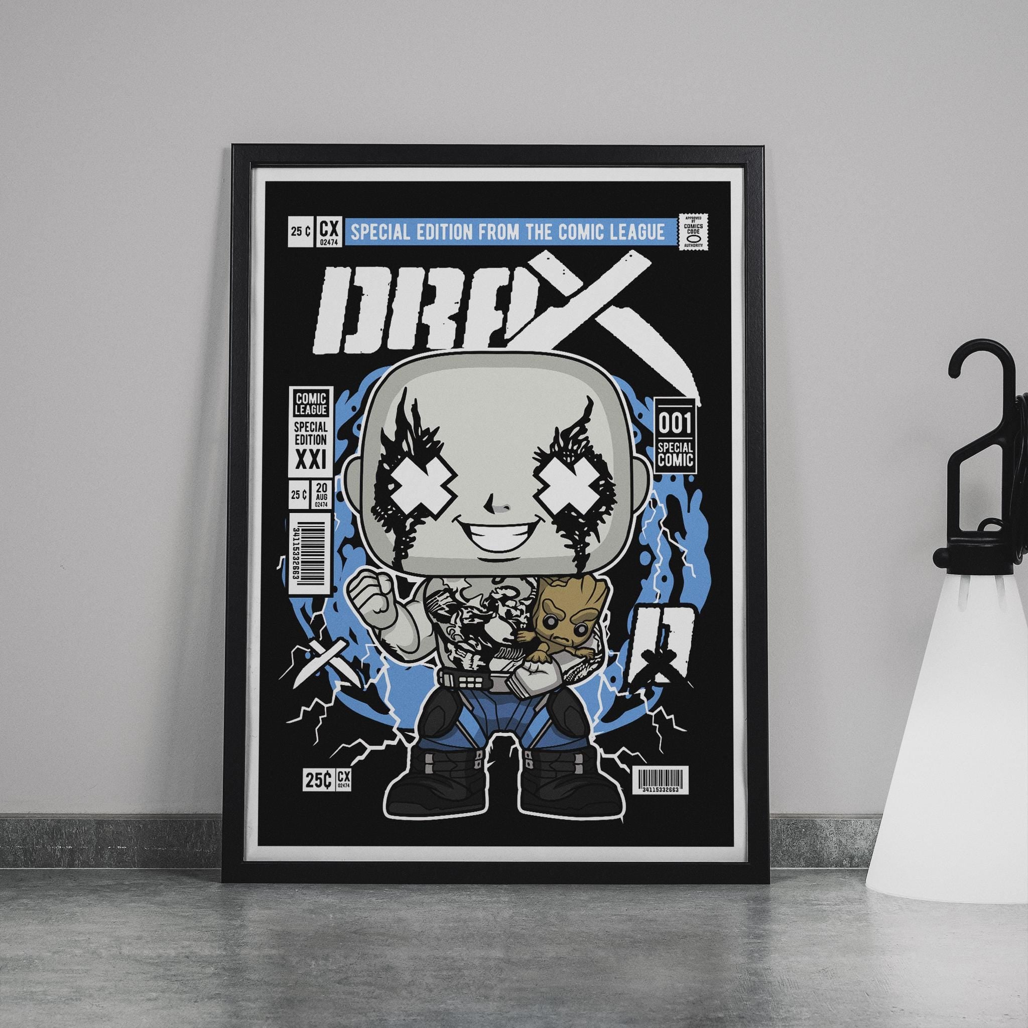Framed Poster - Drax Groot Retro Comic Parody