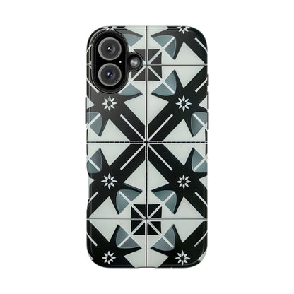 Black and White Tile iPhone 16 Case – Modern Minimalist Geometric Design for iPhone 16, 16 Pro, 16 Pro Max & 16 Plus