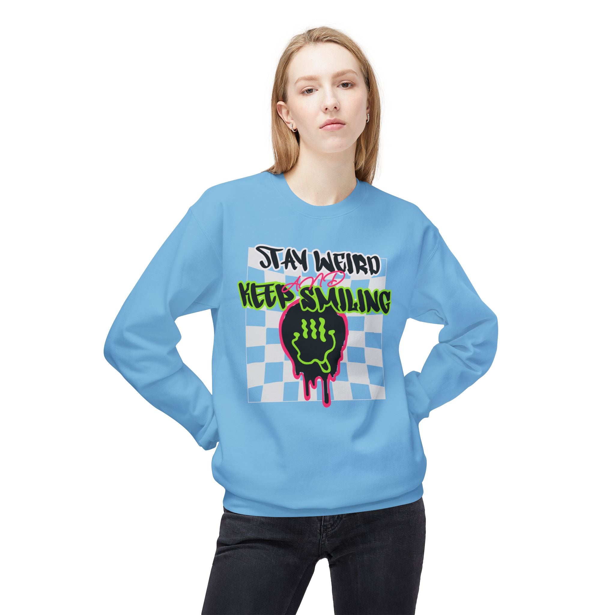 Grunge Crewneck Sweatshirt - Stay Weird Graphic