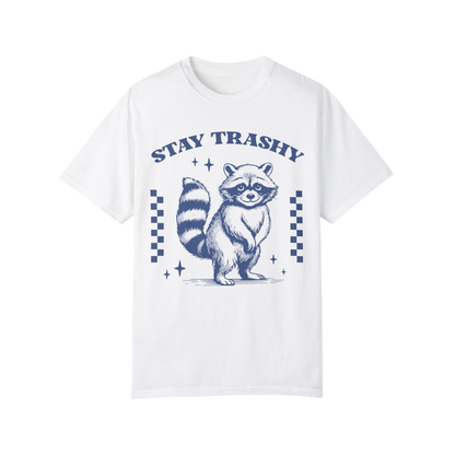 a white t - shirt with a raccoon on it