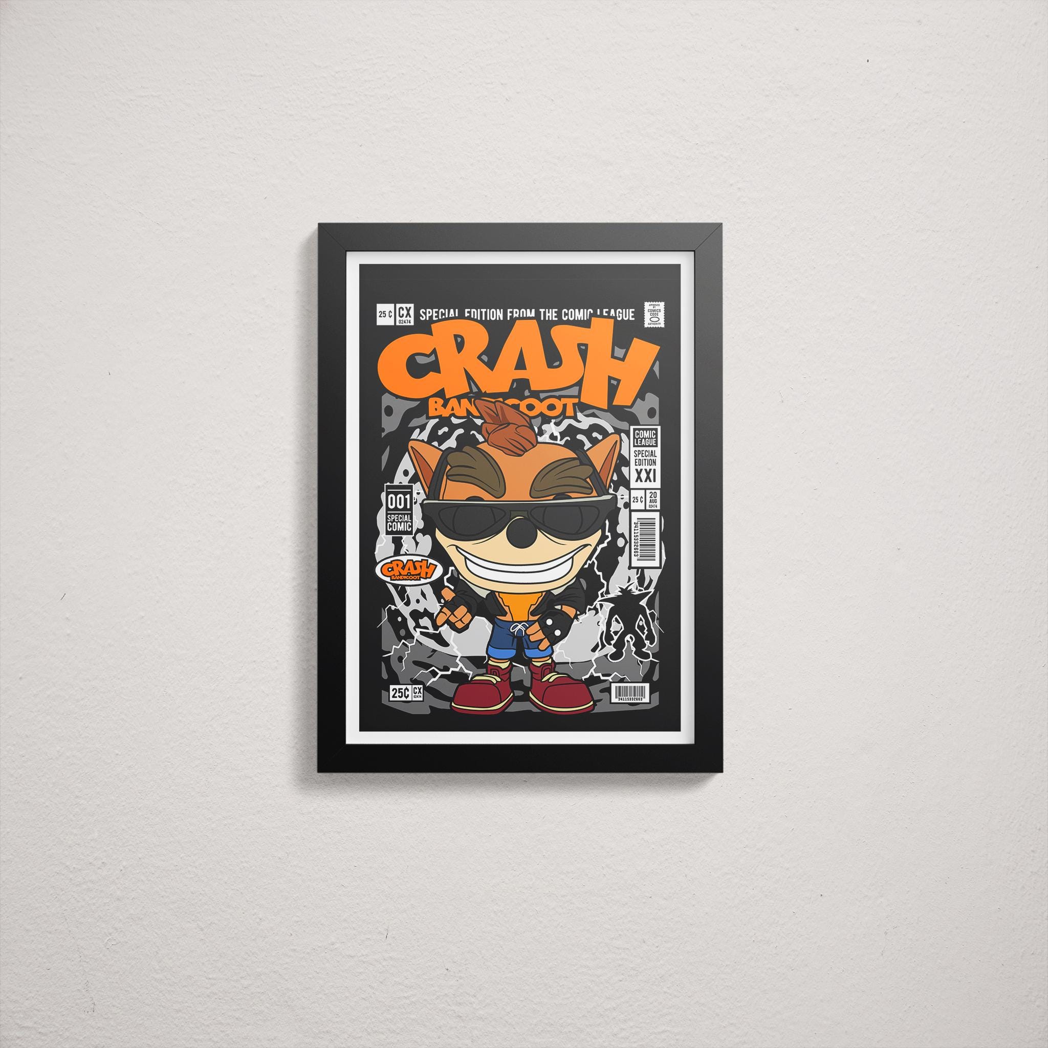 Framed Poster - Crash Bandicoot Comic Parody Art
