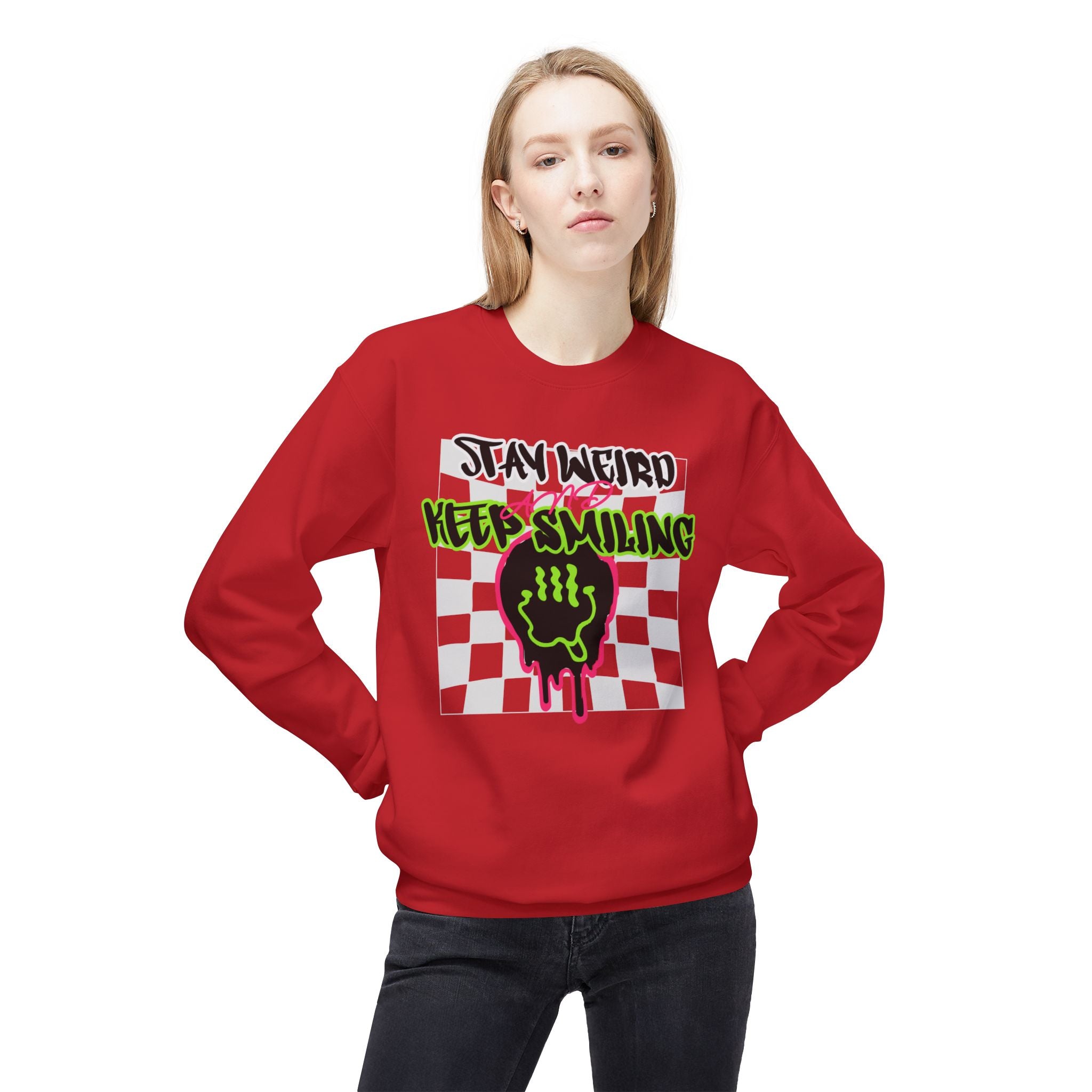 Grunge Crewneck Sweatshirt - Stay Weird Graphic