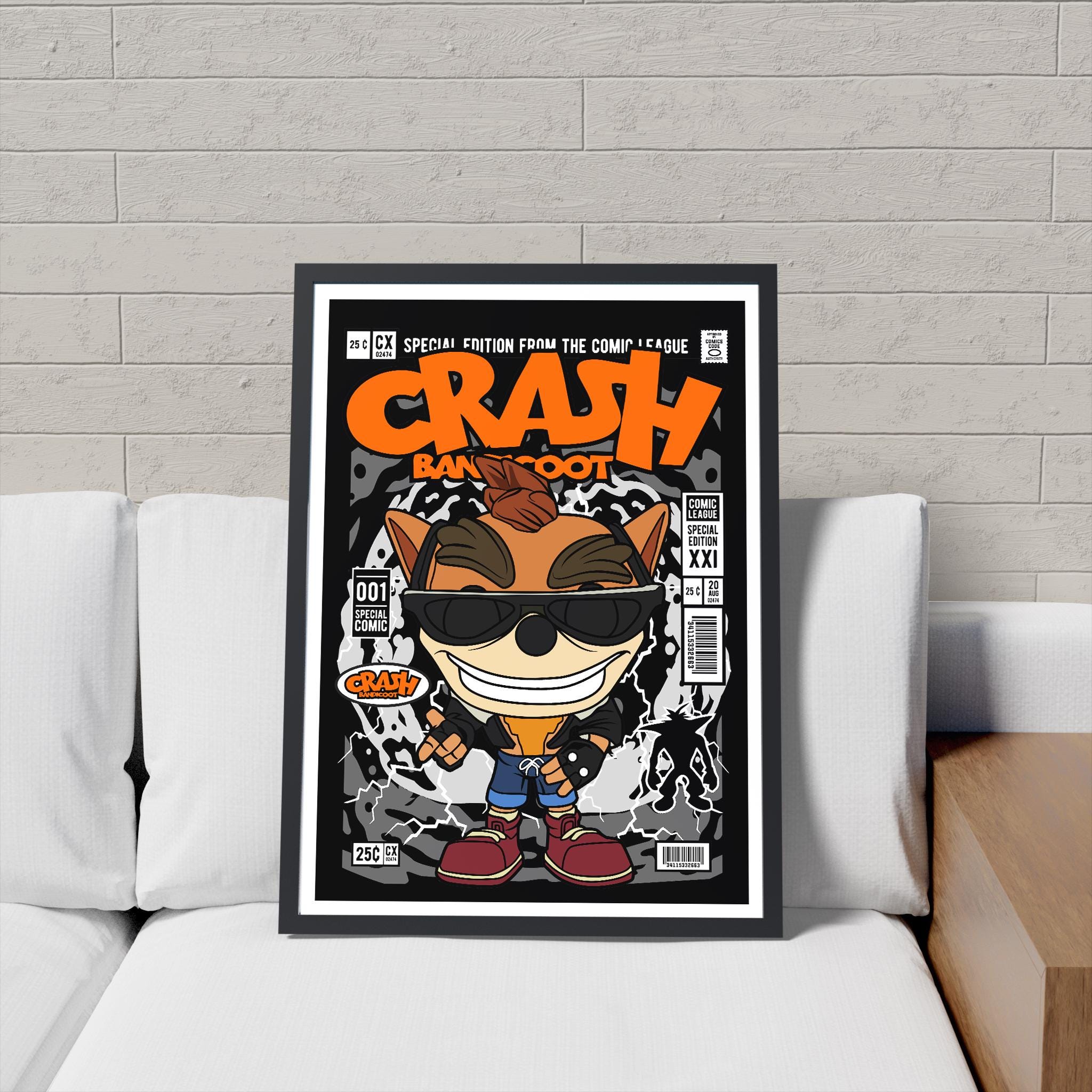Framed Poster - Crash Bandicoot Comic Parody Art