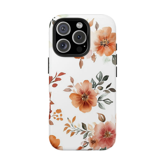 Watercolor Floral iPhone 16 Case – Warm Autumn Botanical Design for iPhone 16, 16 Pro, 16 Pro Max & 16 Plus