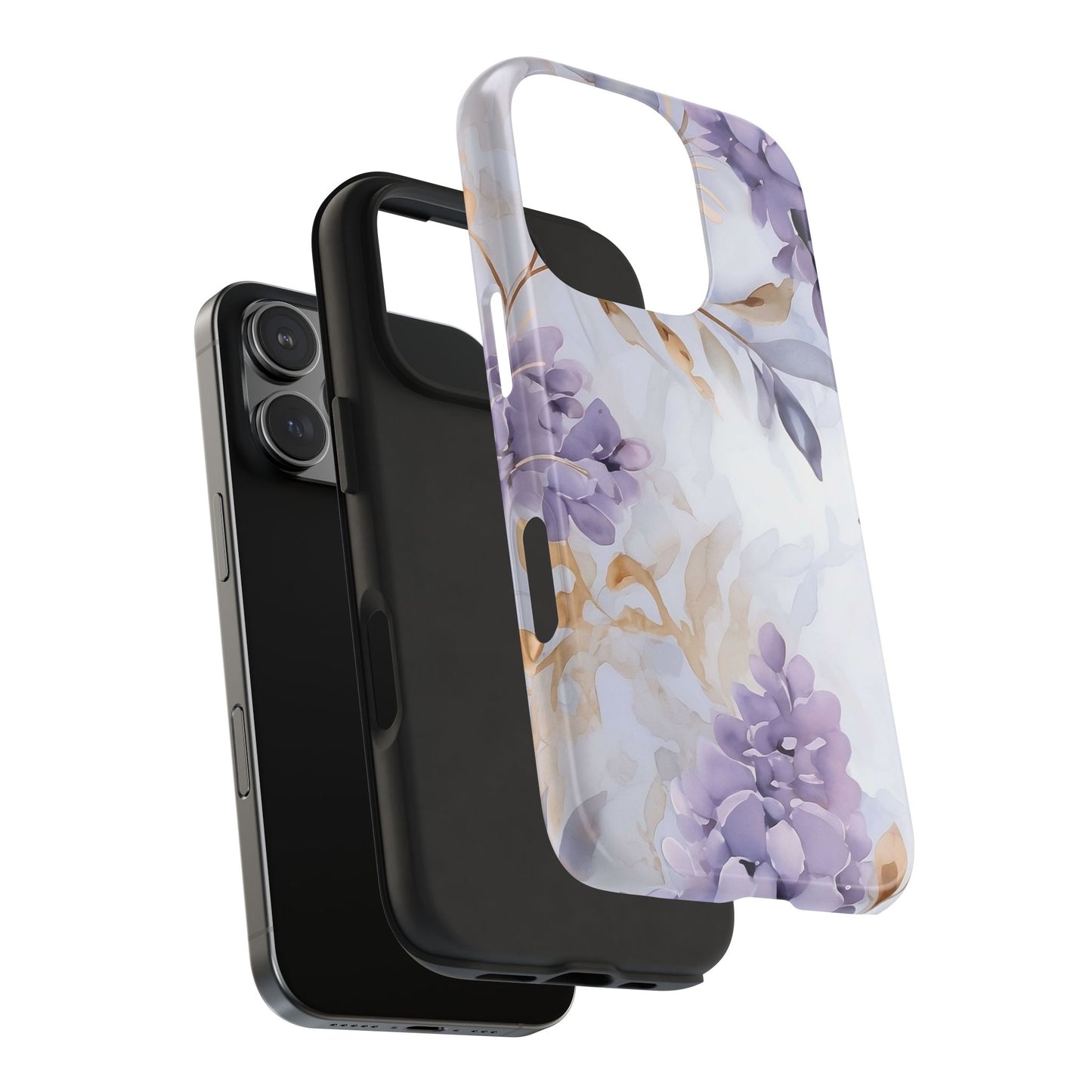 Purple Floral iPhone 16 Case – Elegant Watercolor Botanical Design for iPhone 16, 16 Pro, 16 Pro Max & 16 Plus