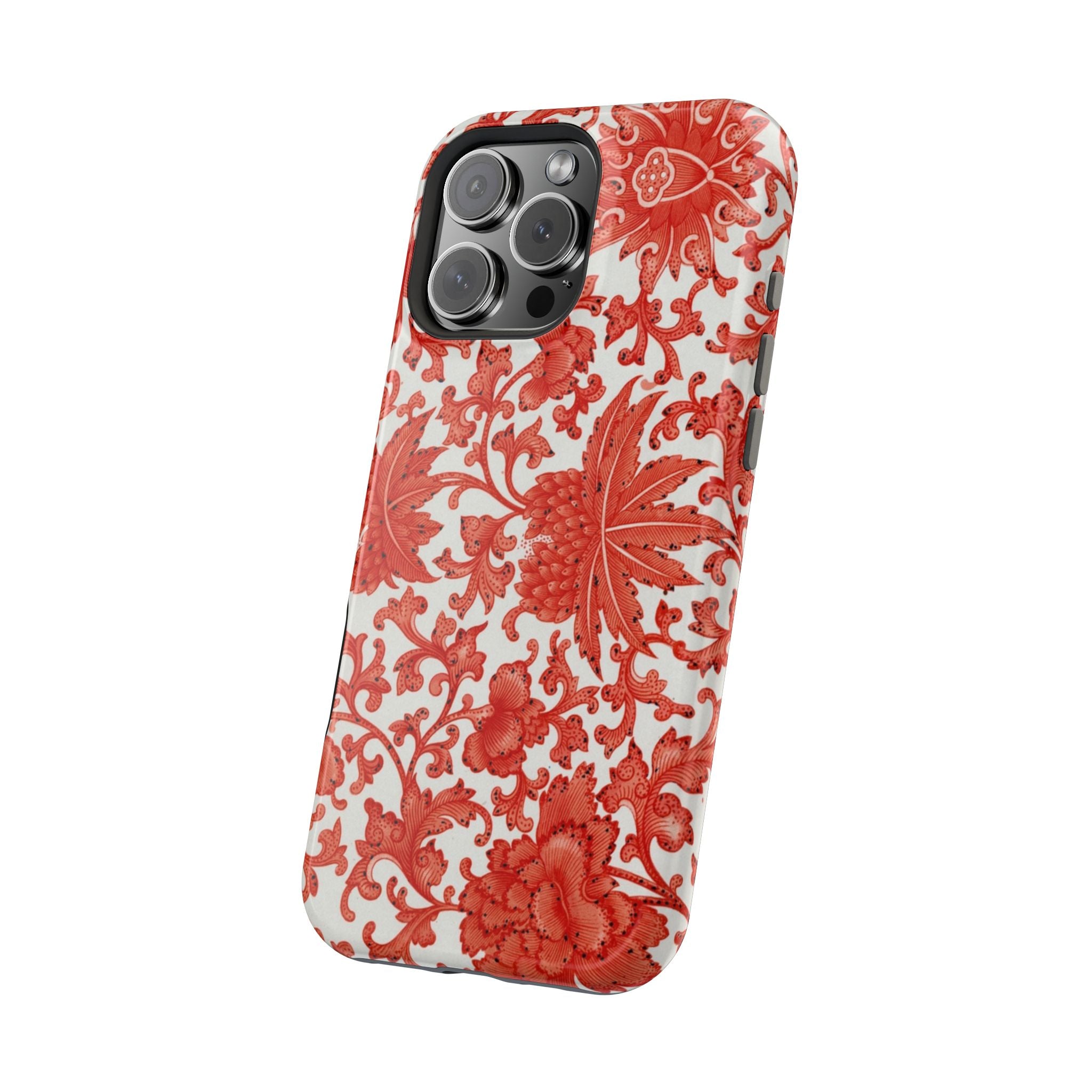 Traditional Magnetic Case - Red Floral iPhone