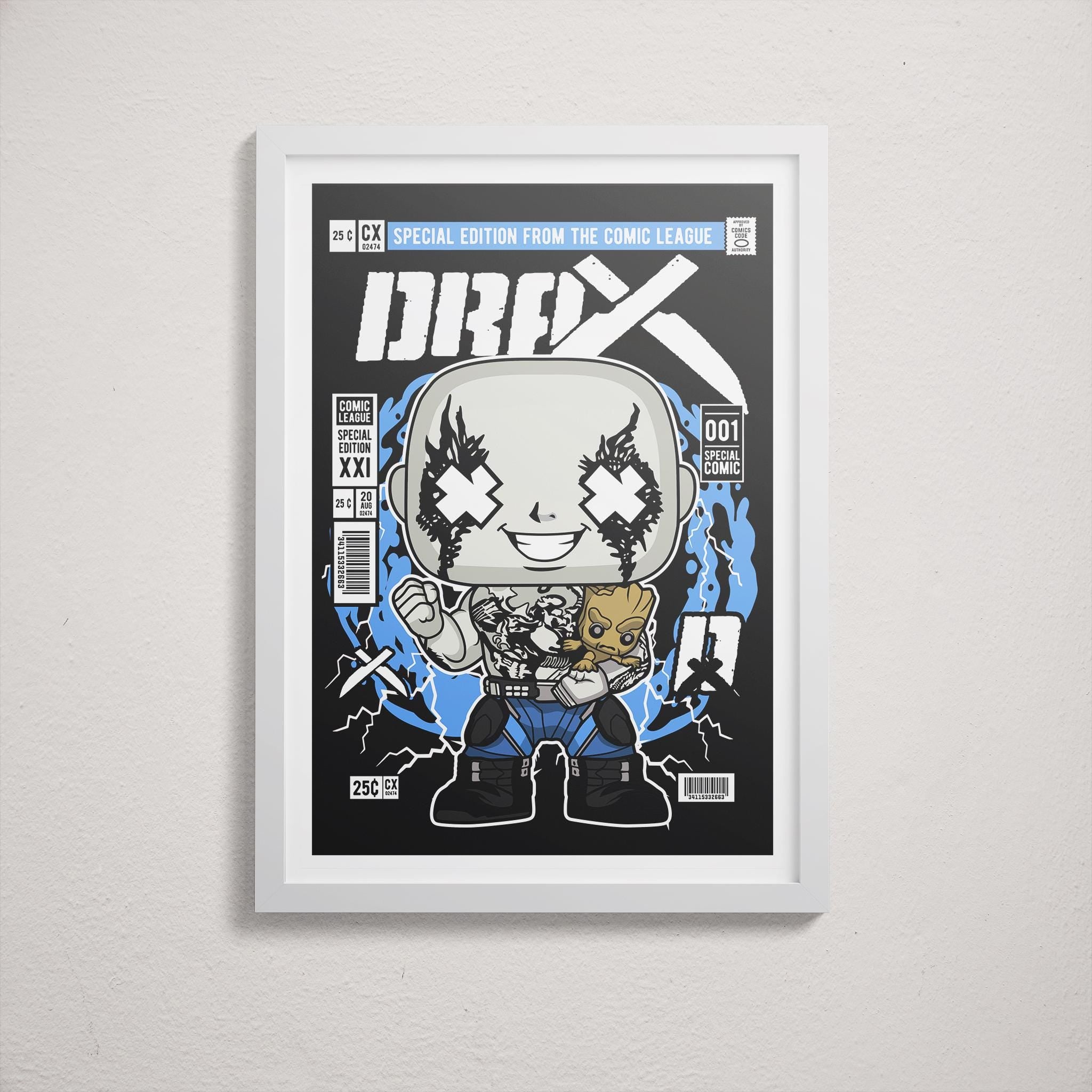Framed Poster - Drax Groot Retro Comic Parody