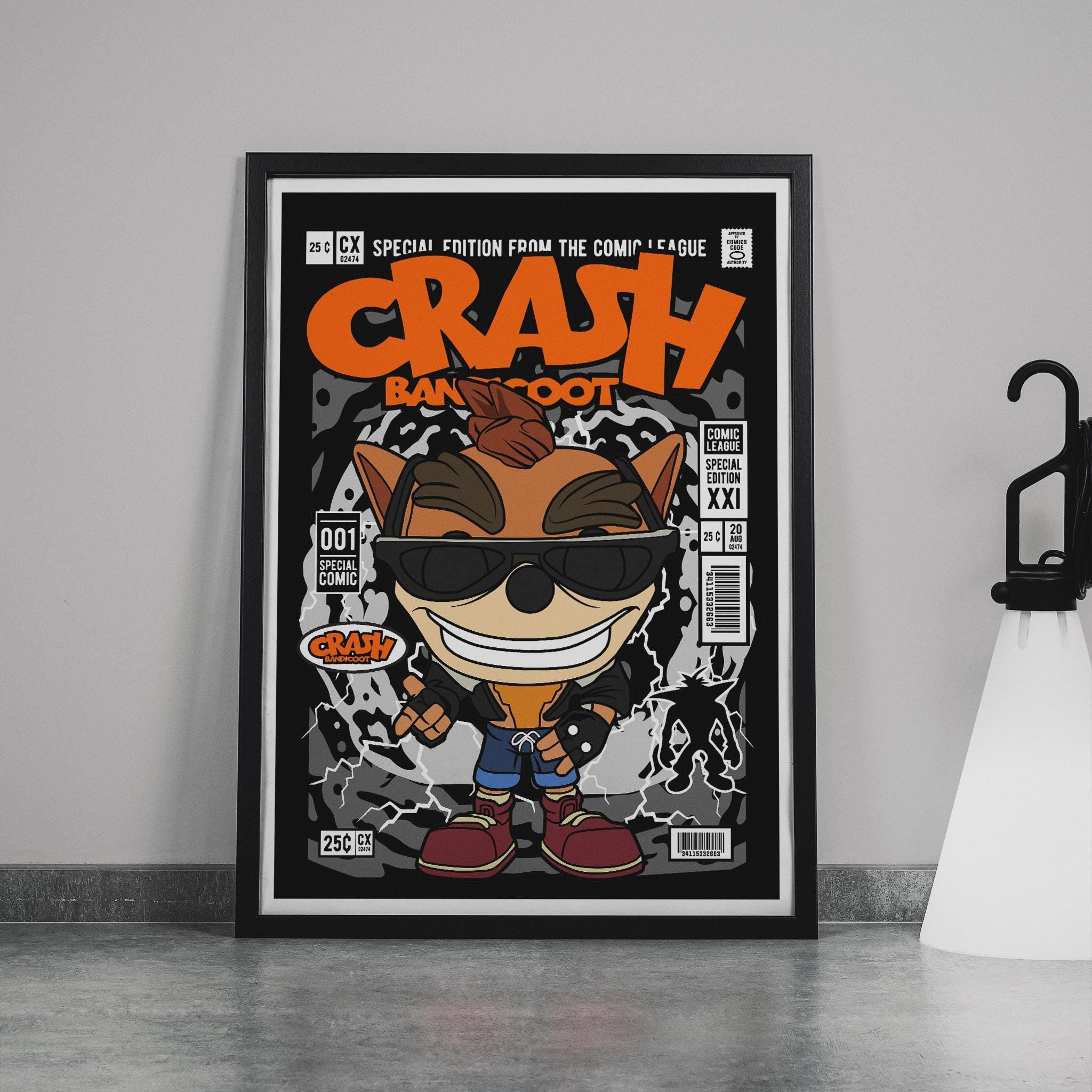Framed Poster - Crash Bandicoot Comic Parody Art