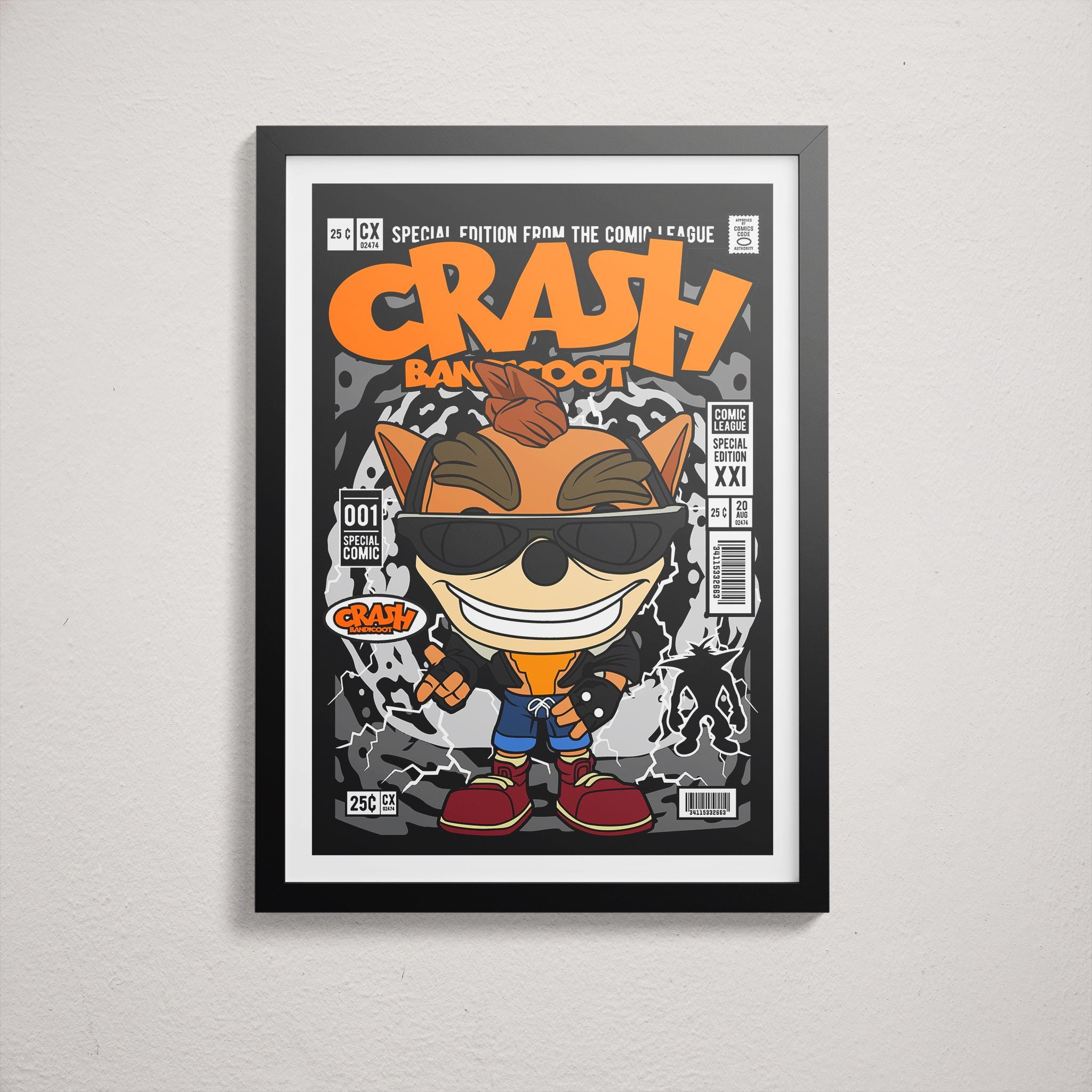 Framed Poster - Crash Bandicoot Comic Parody Art