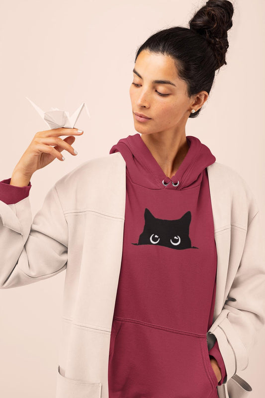 Cute Cat Hoodie - Black Cat Peeking Sweatshirt