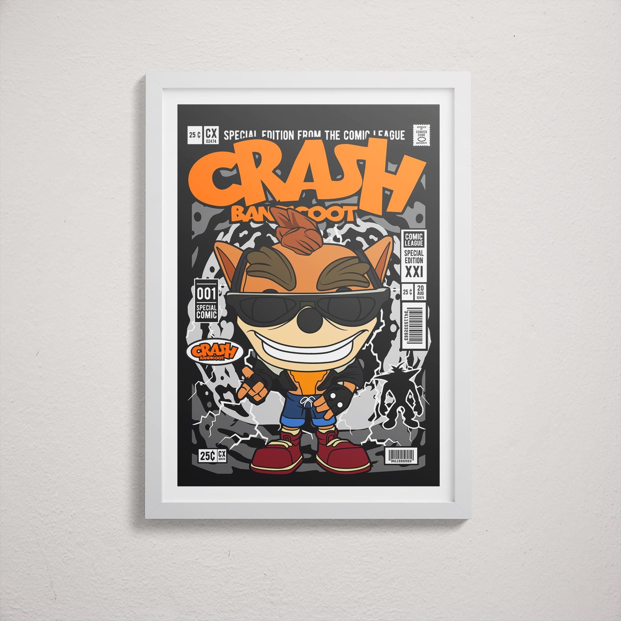 Framed Poster - Crash Bandicoot Comic Parody Art