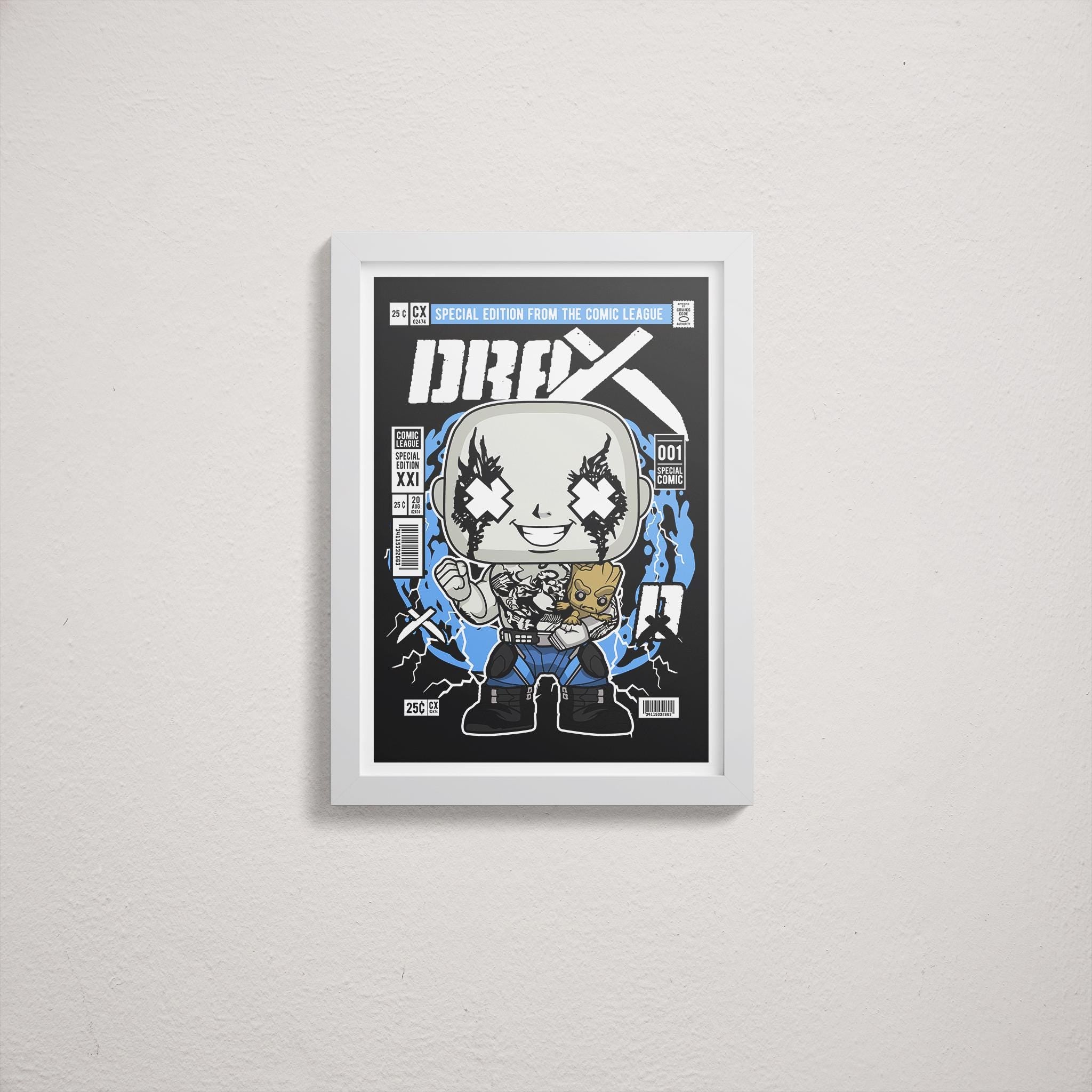 Framed Poster - Drax Groot Retro Comic Parody