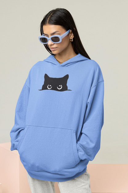 Cute Cat Hoodie - Black Cat Peeking Sweatshirt